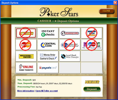 PokerStars Deposit Window